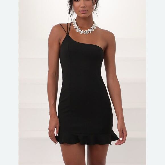 LUCY IN THE SKY Embry Shoulder Ruffle Dress mermaid  flutter prom‎ hoco formal - Picture 1 of 7
